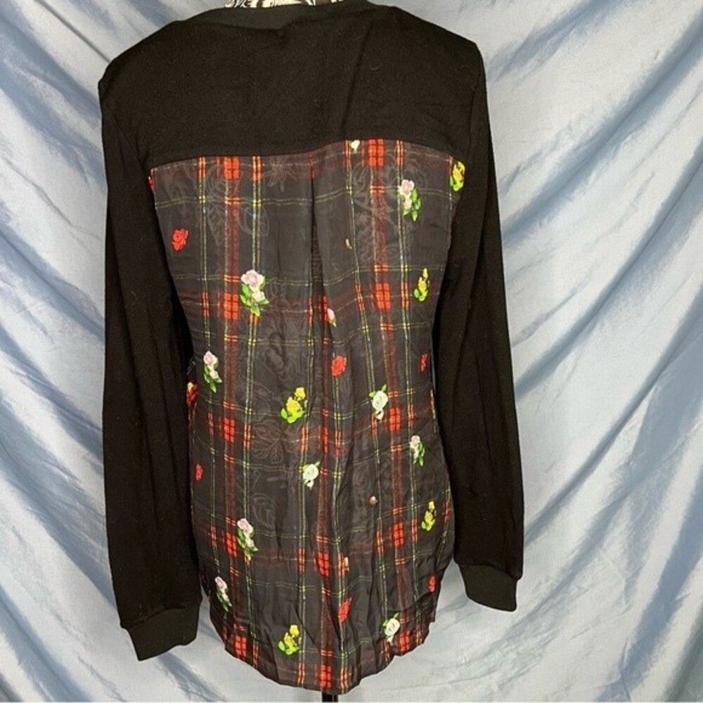 Nicole Miller Artelier silk combo top in black
